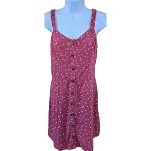 Hollister Floral Button-Up Sundress Pink babydoll mini layering dress fairycore